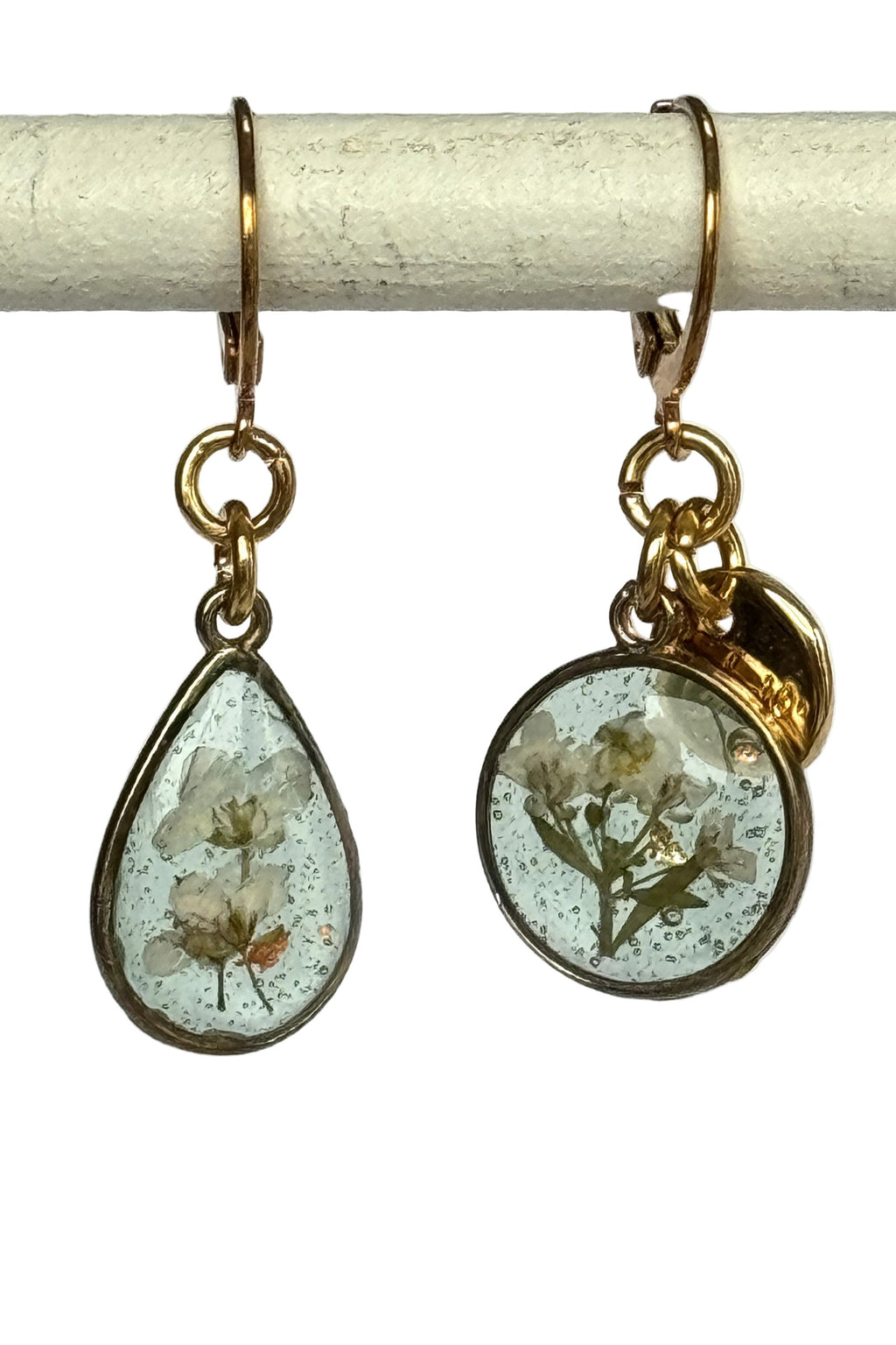 Boucles d'oreilles asymétriques - Alice (Vert transparent)