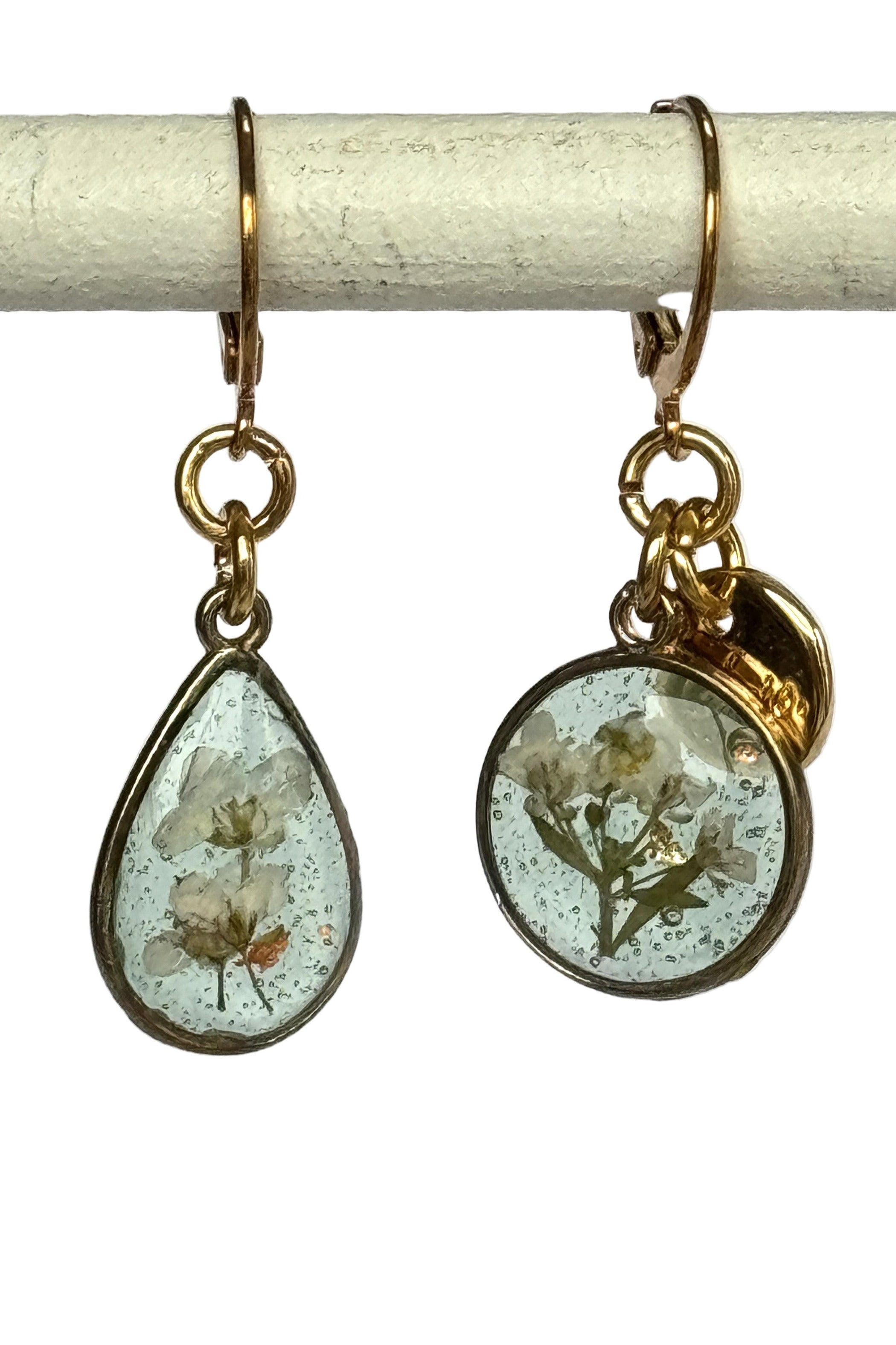 Boucles d'oreilles asymétriques - Alice (Vert transparent)