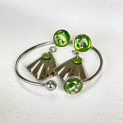 Boucles d'oreilles "Alya Olive" - Collection Chroma