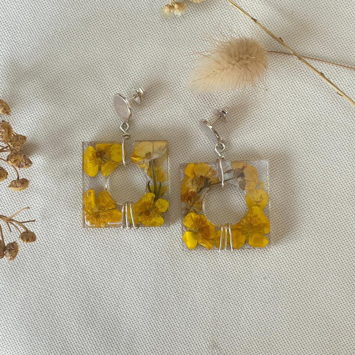 ◐ Boucles d’oreilles Éclipse - Argentées