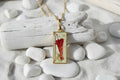 Collier pendentif rectangle – Penstemon & vert d'eau