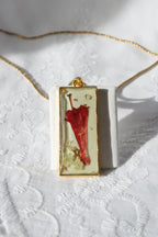 Collier pendentif rectangle – Penstemon & vert d'eau