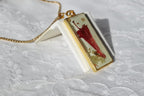 Collier pendentif rectangle – Penstemon & vert d'eau