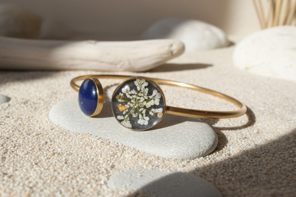 Bracelet jonc - Carotte sauvage & Bleu Tanzanite