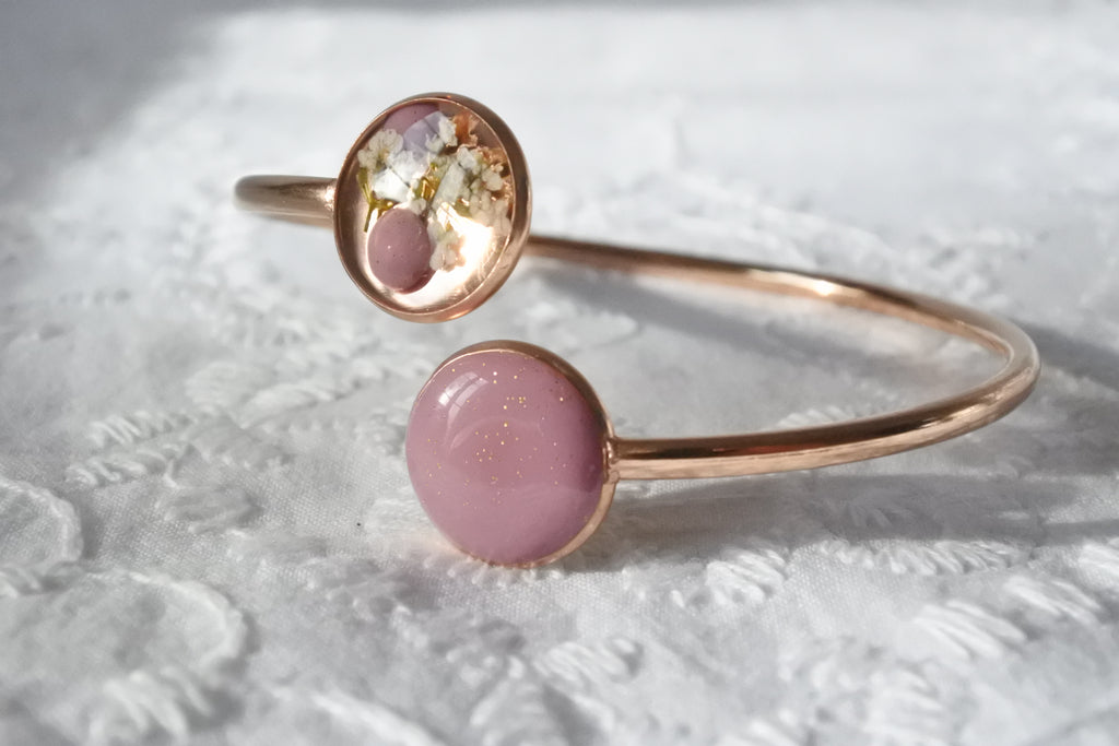 Bracelet jonc - Carotte sauvage & Vieux rose