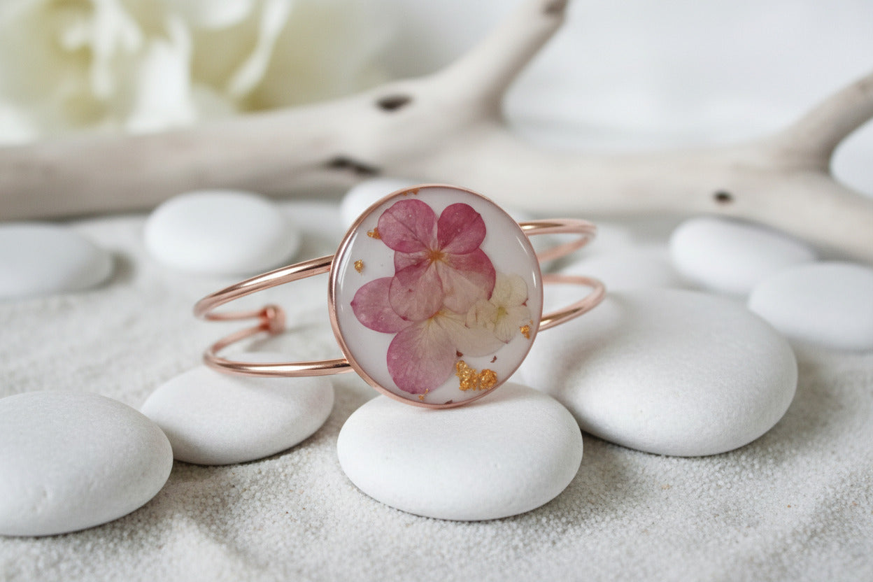 Bracelet jonc rose doré - Hortensia