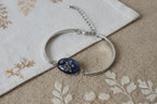 Bracelet réglable semi-rigide saphir - Fleurs de carotte sauvage