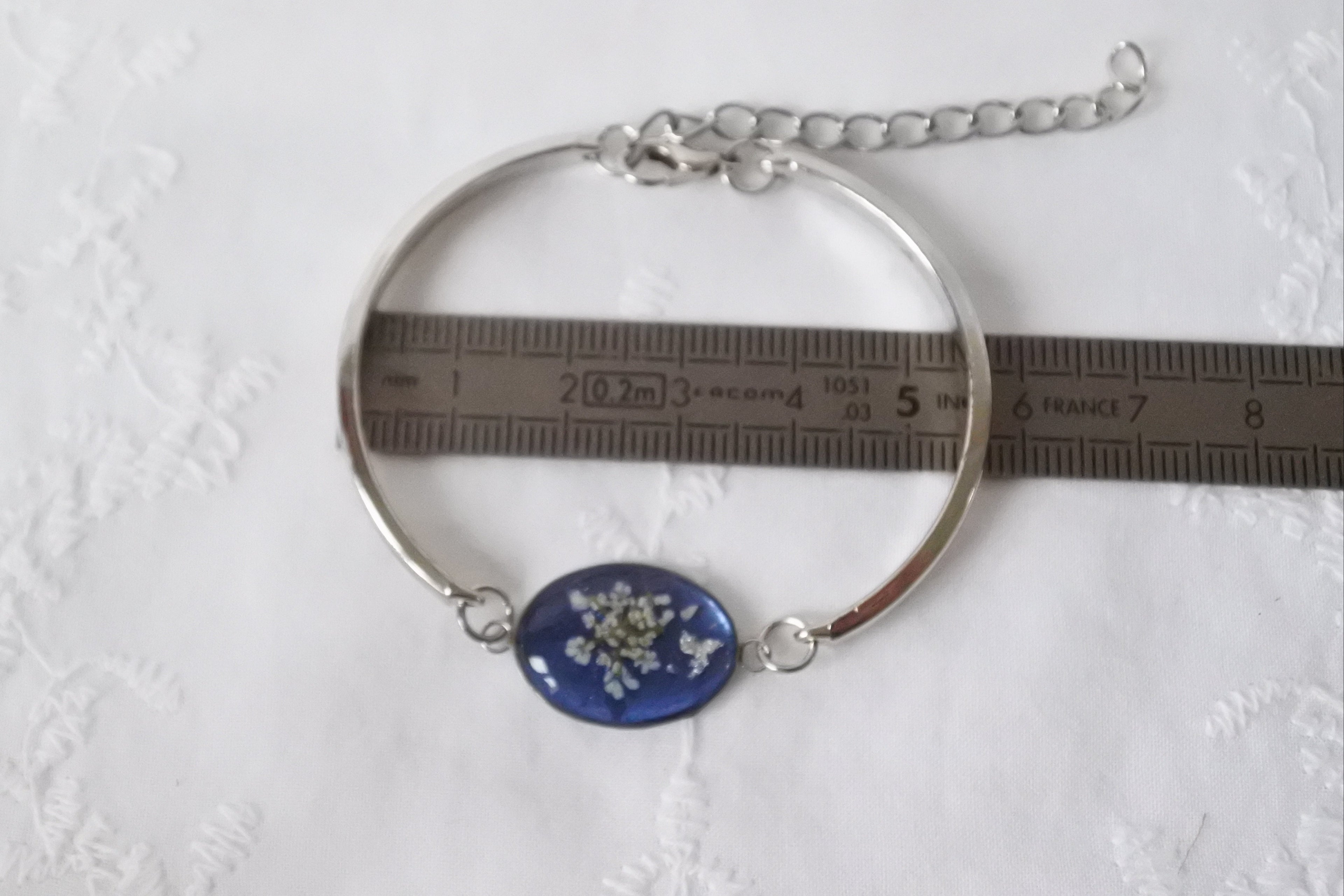 Bracelet réglable semi-rigide saphir - Fleurs de carotte sauvage