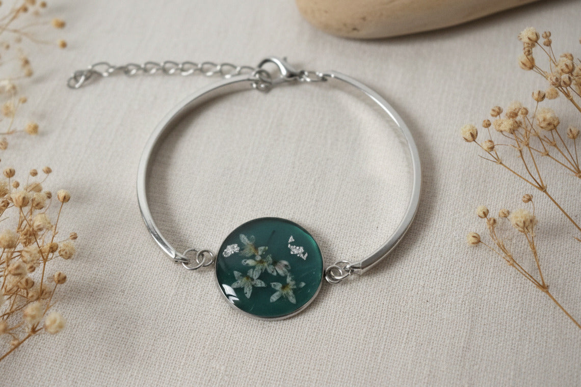 Bracelet réglable semi-rigide - Fleurs d'Euphorbe