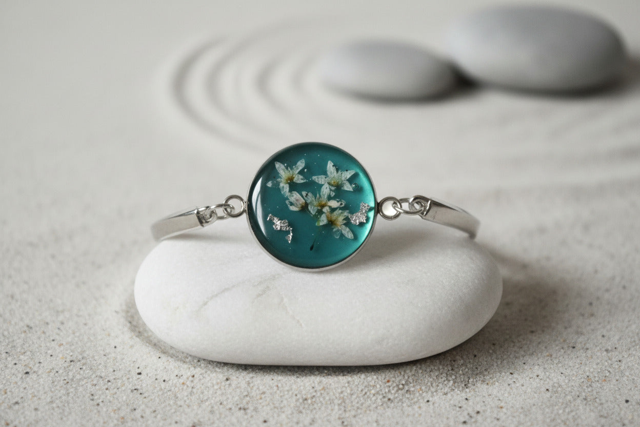 Bracelet réglable semi-rigide - Fleurs d'Euphorbe