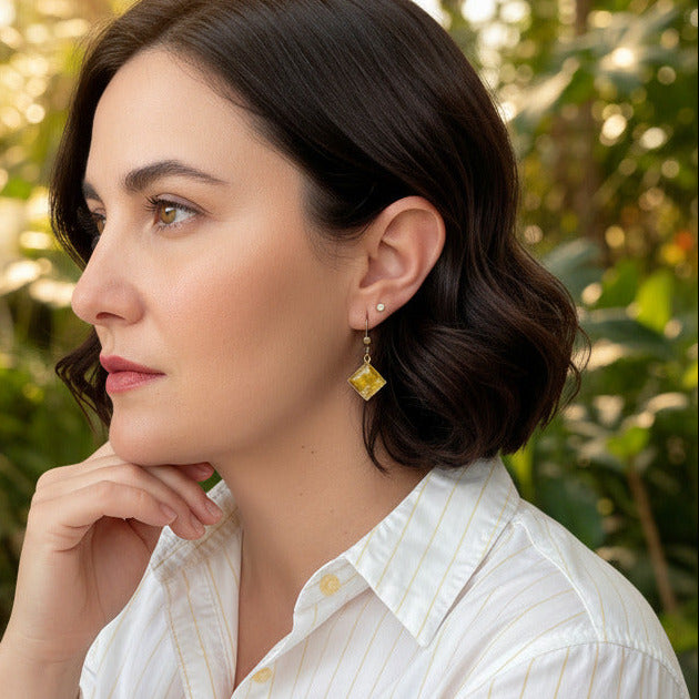 Boucles d'oreilles Eclat Bronze Carré - Collection Chroma
