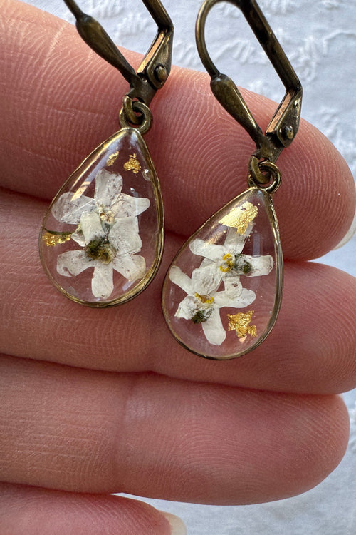 Boucles d'oreilles - Blanche (Myosotis gouttes)