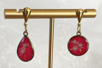 Boucles d'oreilles pendantes asymétriques - Gouttes rouges