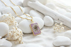 Collier pendentif rectangle – Alysse & Vieux rose
