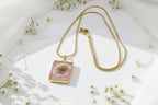 Collier pendentif rectangle – Alysse & Vieux rose