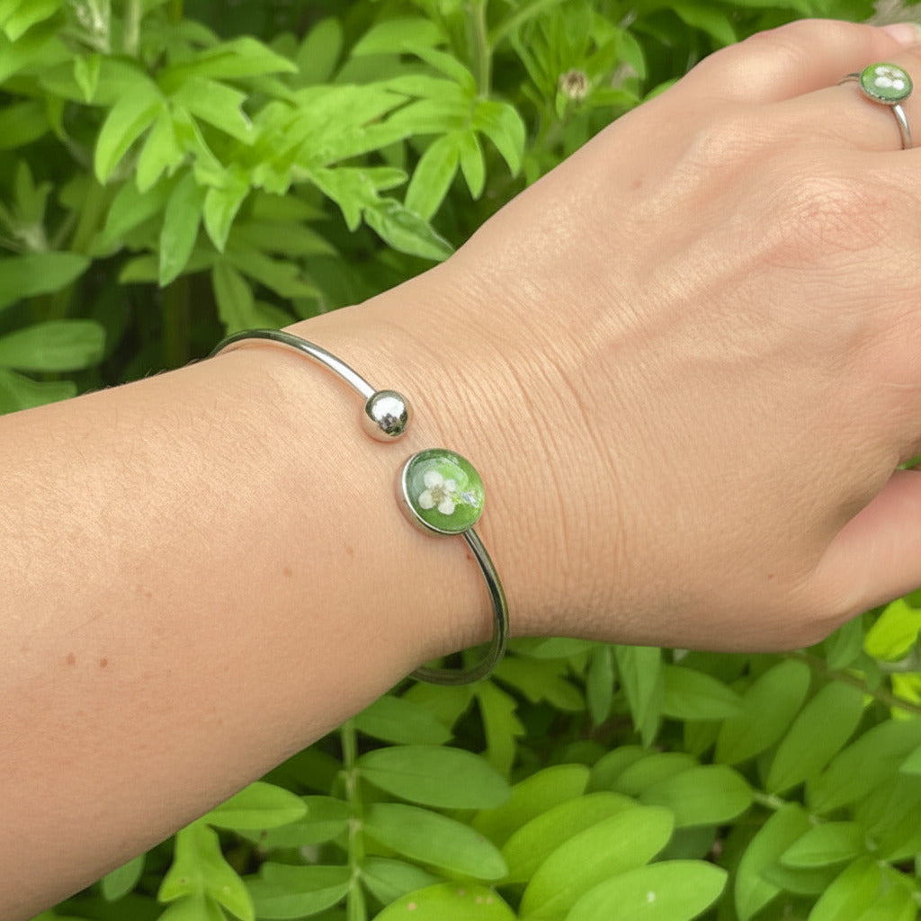 Bracelet jonc ajustable "Alysse Olive" - Collection Chroma