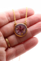 Collier pendentif rond – Verveine & Mauve