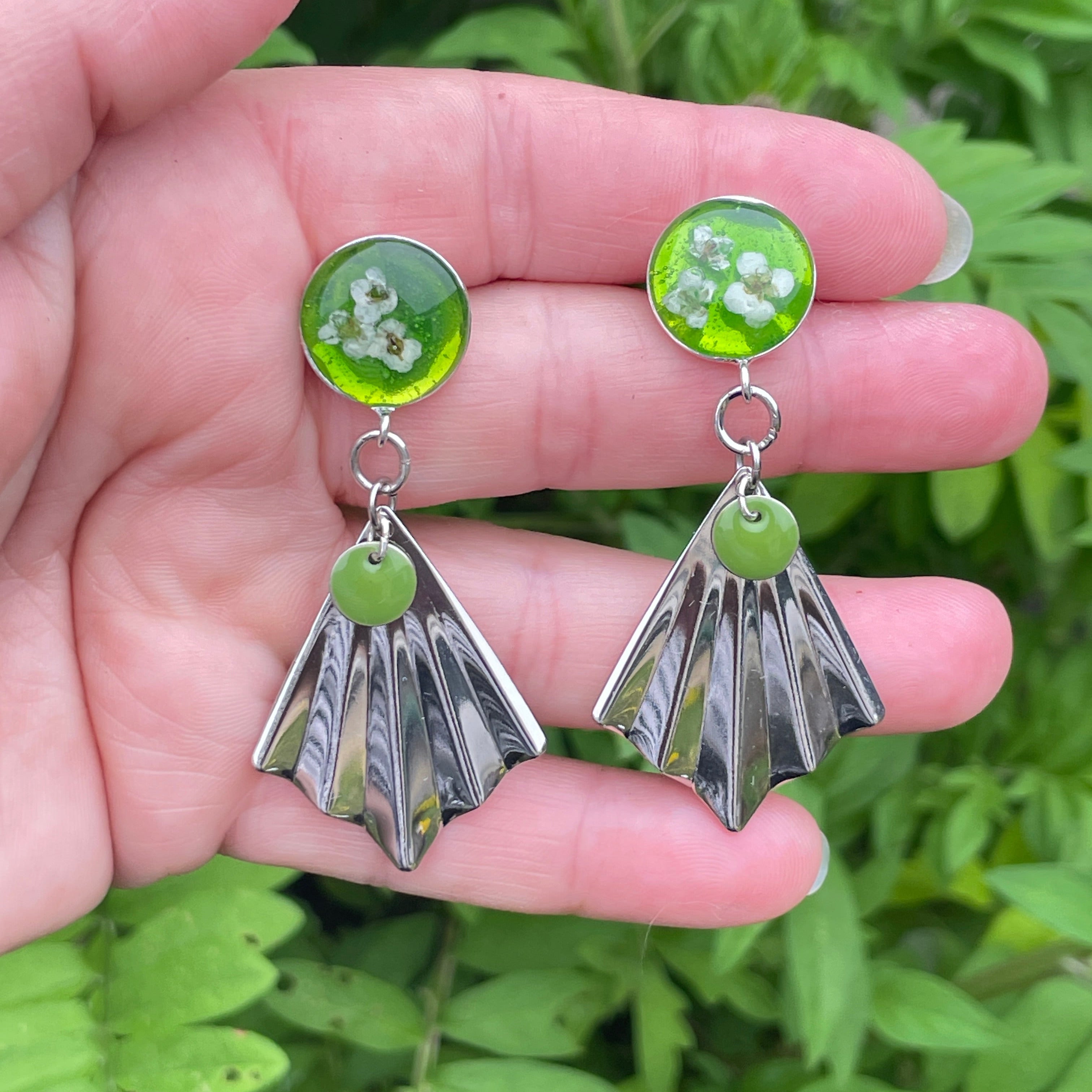Boucles d'oreilles "Alya Olive" - Collection Chroma