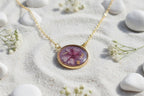Collier pendentif rond – Verveine & Mauve