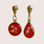 Boucles d'oreilles pendantes asymétriques - Gouttes rouges