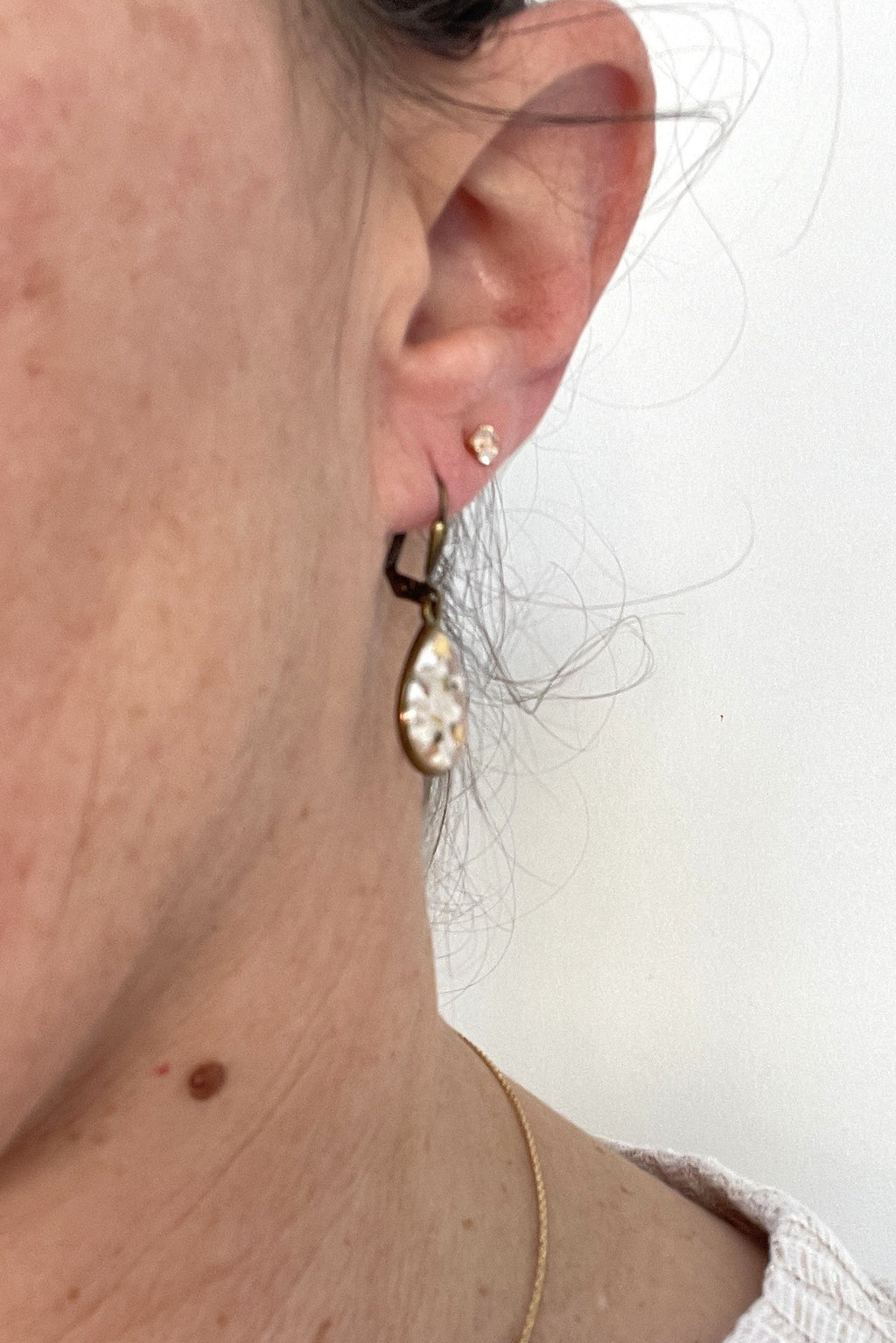 Boucles d'oreilles - Blanche (Myosotis gouttes)