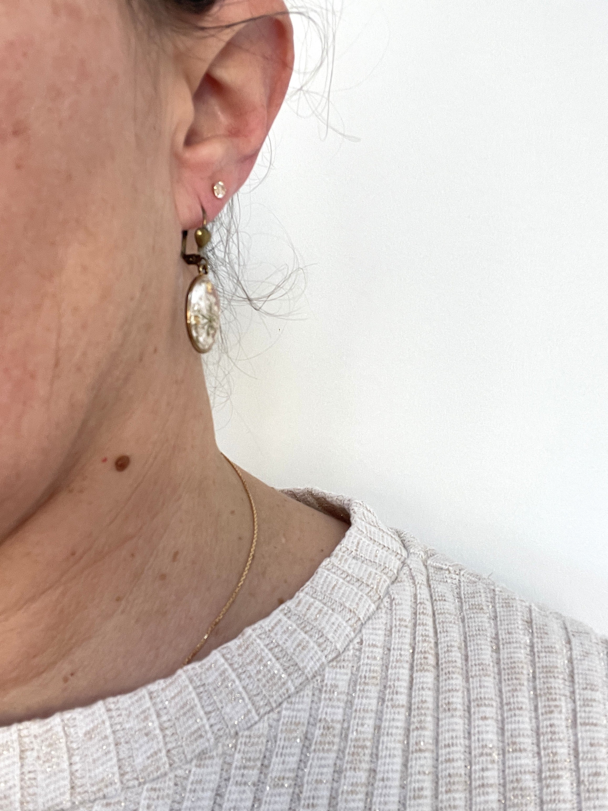Boucles d'oreilles - Blanche (Myosotis rondes)