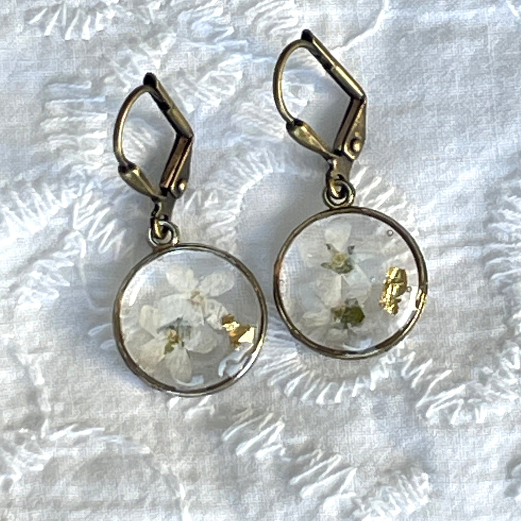Boucles d'oreilles - Blanche (Myosotis rondes)