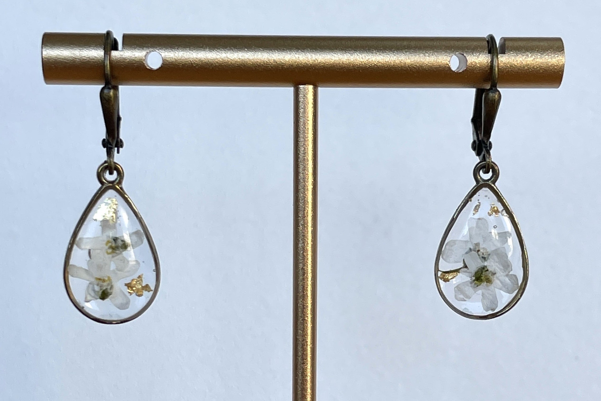 Boucles d'oreilles - Blanche (Myosotis gouttes)