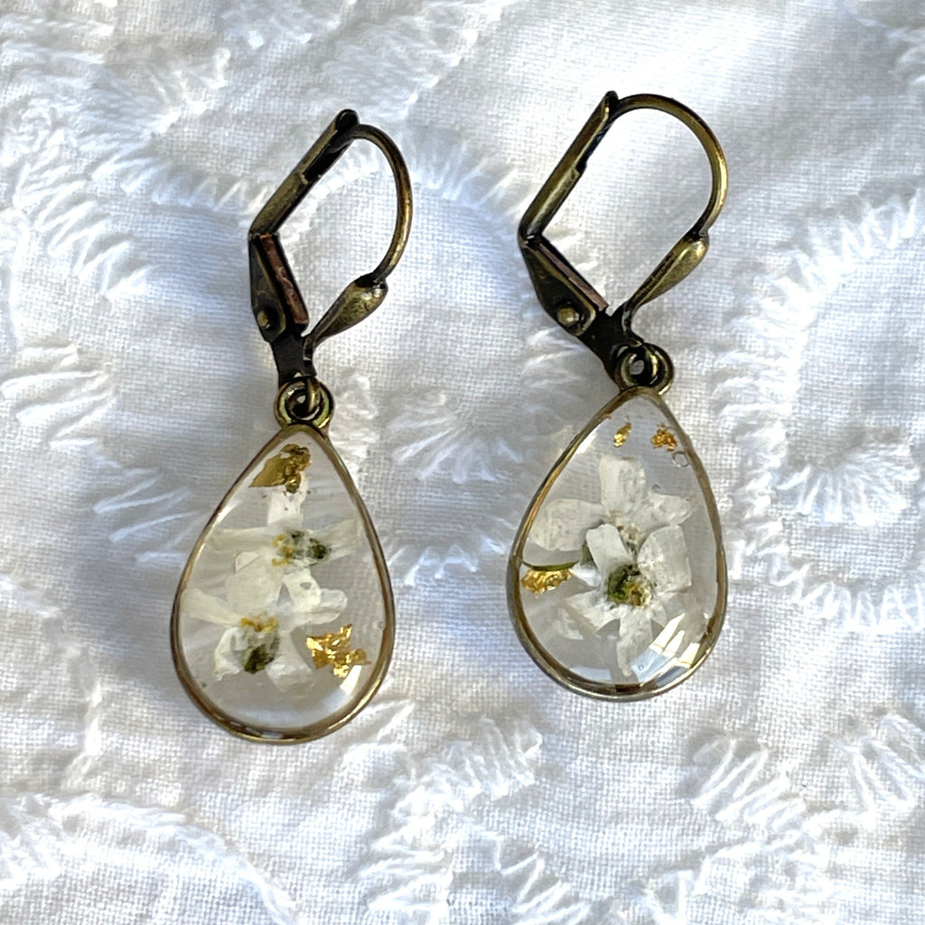 Boucles d'oreilles - Blanche (Myosotis gouttes)