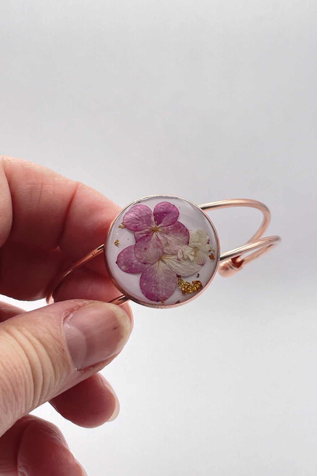 Bracelet jonc rose doré - Hortensia