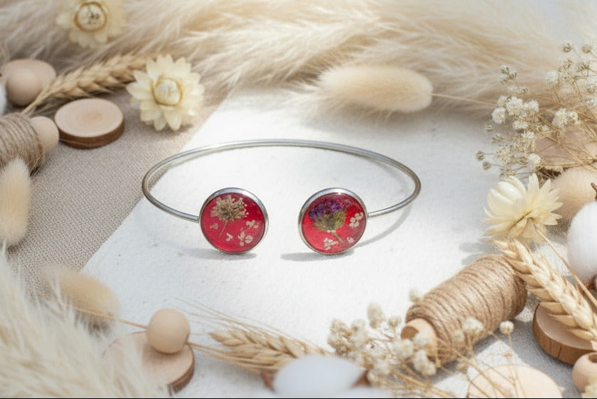 Bracelet jonc - Carotte sauvage & Fleur violette
