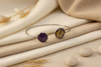 Bracelet jonc - Boule de neige et Résine violine