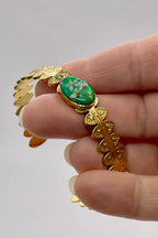 Bracelet jonc ethnique - Cabochon résine vert menthe