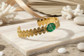 Bracelet jonc ethnique - Cabochon résine vert menthe