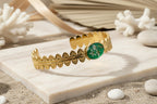 Bracelet jonc ethnique - Cabochon résine vert menthe