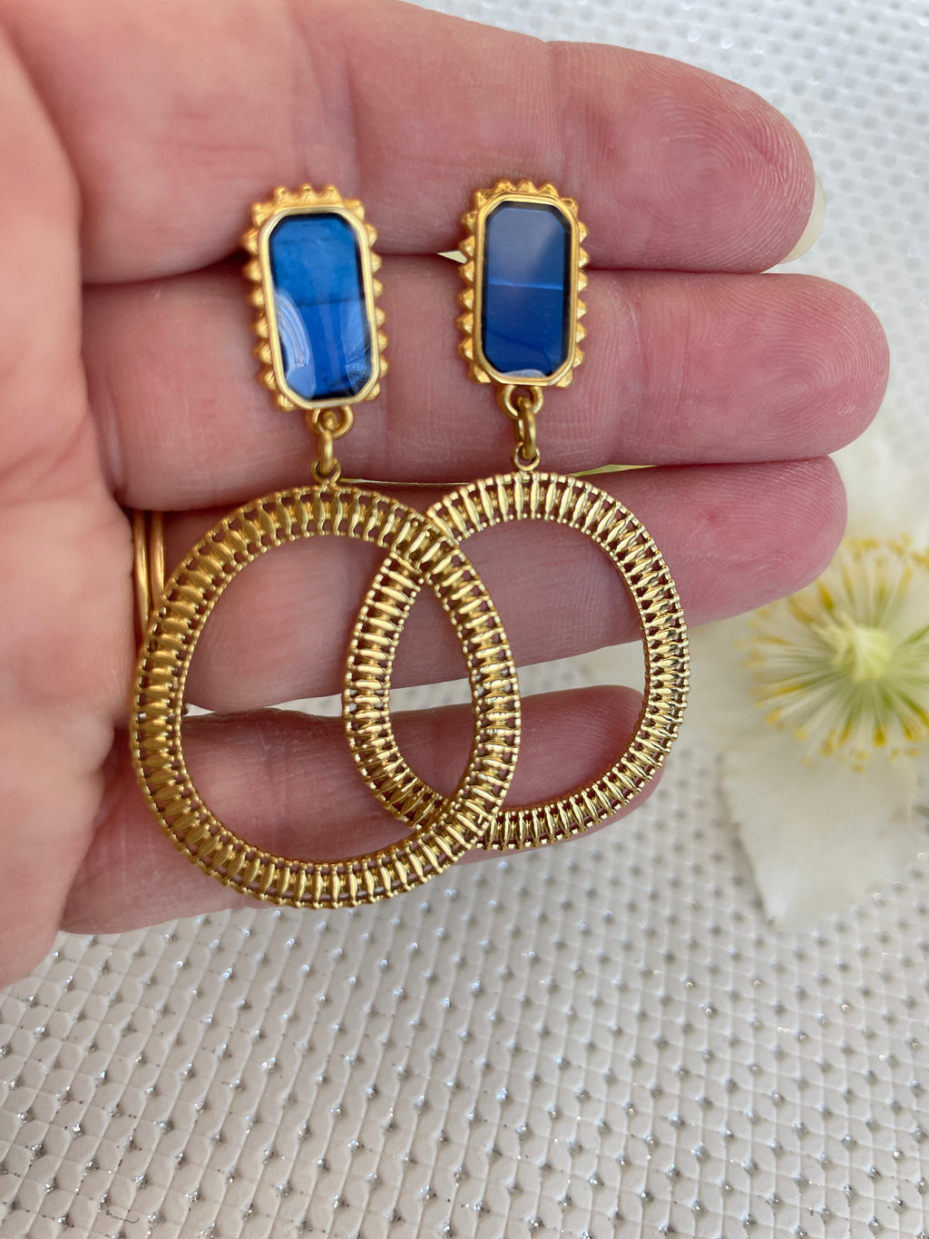 Clous rectangles Bleus & Dorés