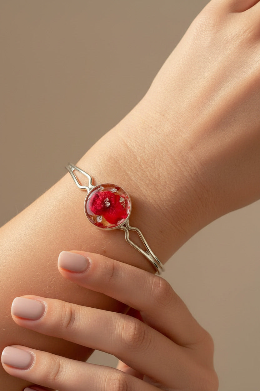 Bracelet jonc argenté rigide - Epine du Christ