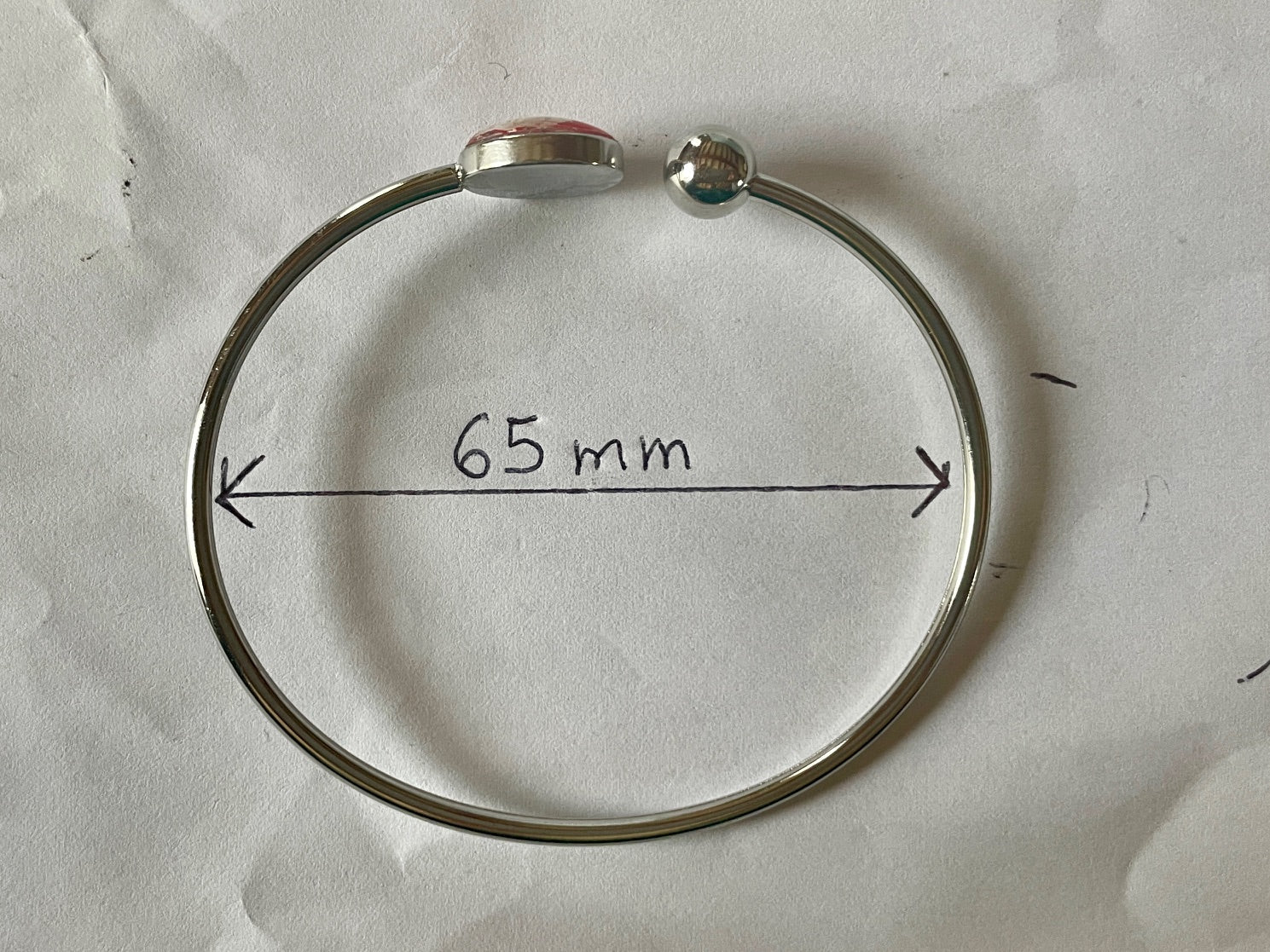 Bracelet jonc argenté - Myosotis blanc