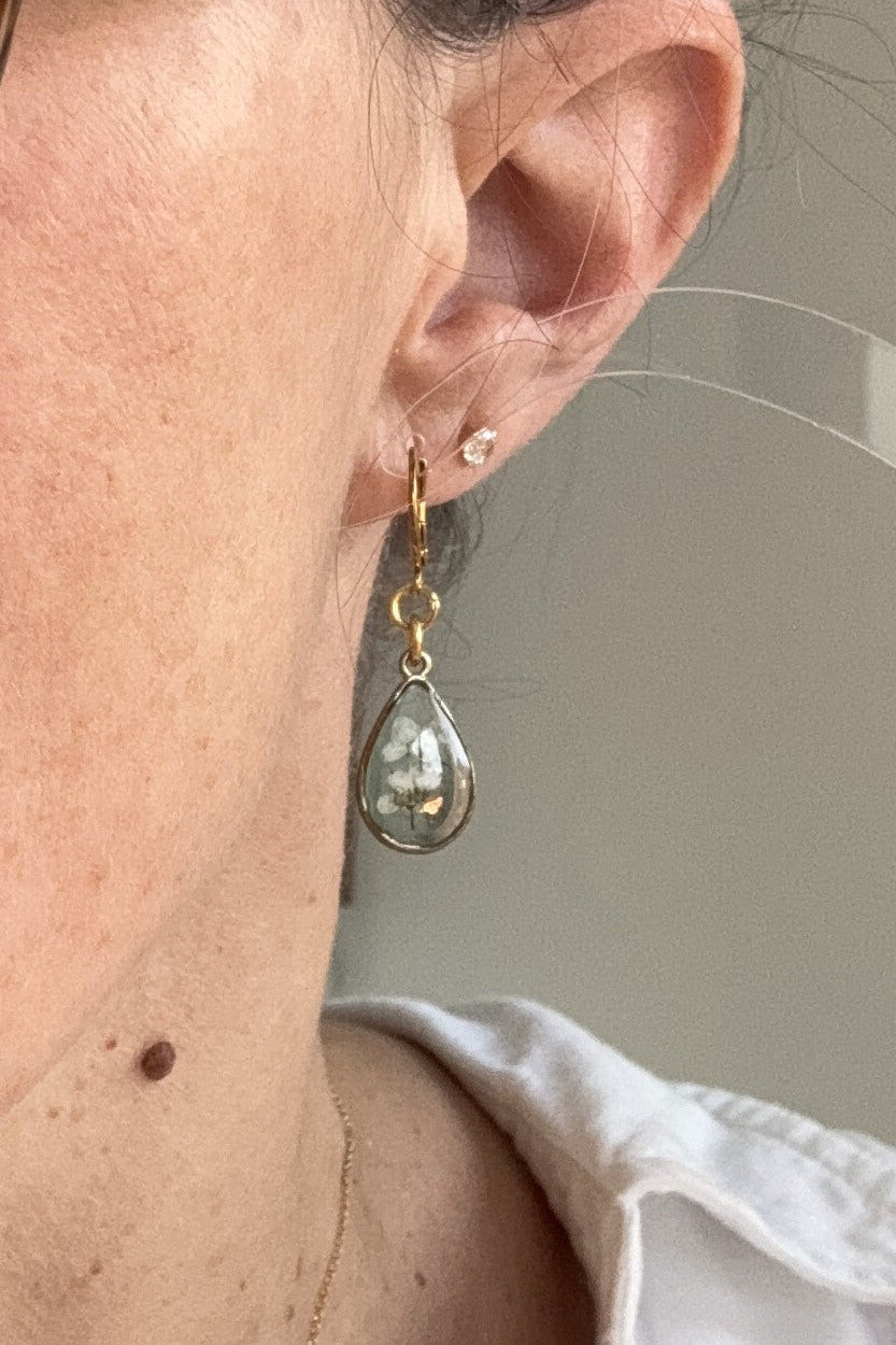 Boucles d'oreilles asymétriques - Alice (Vert transparent)
