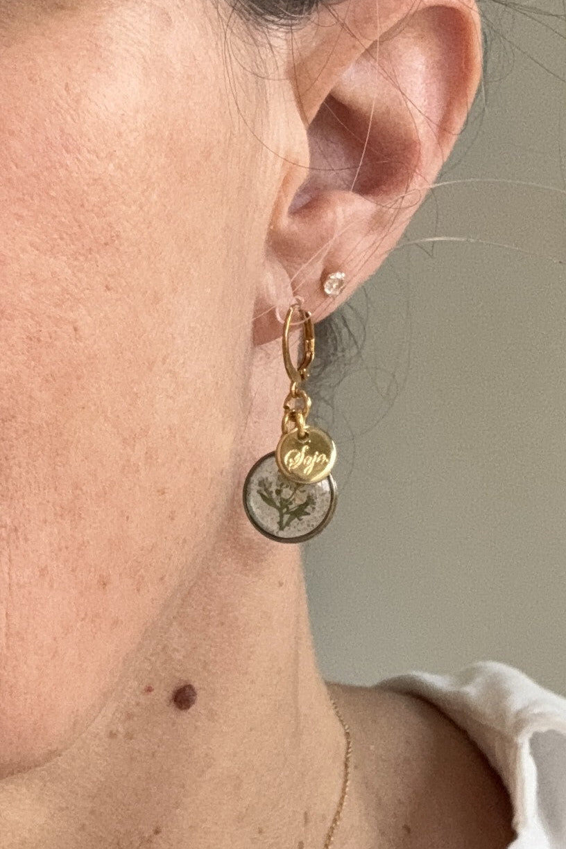 Boucles d'oreilles asymétriques - Alice (Vert transparent)