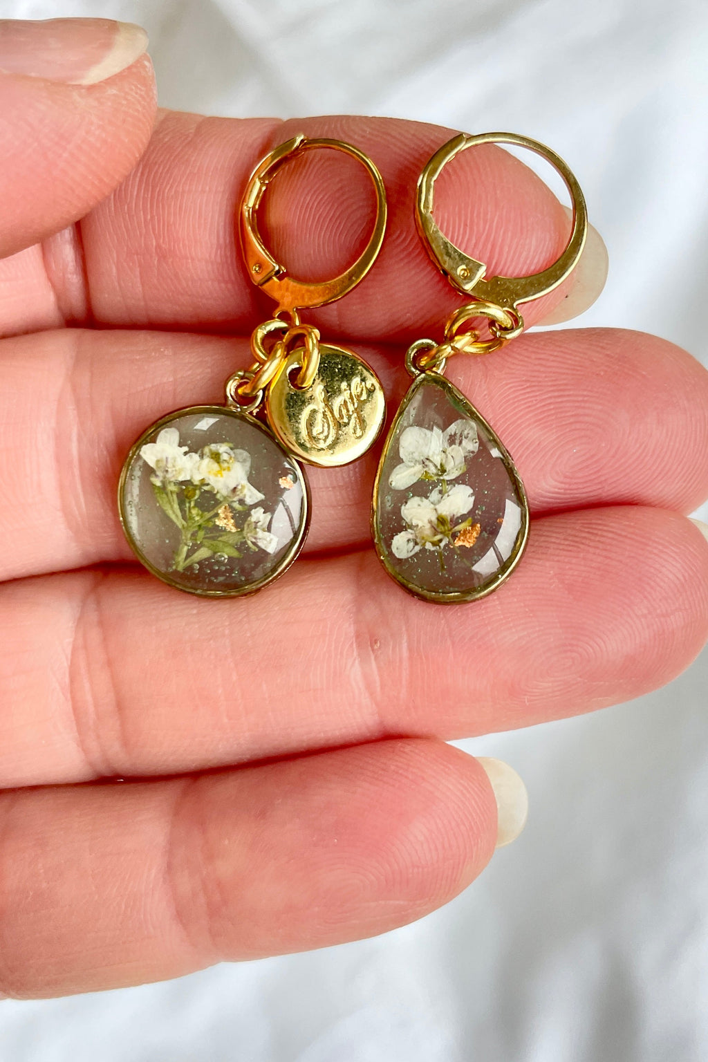Boucles d'oreilles asymétriques - Alice (Vert transparent)