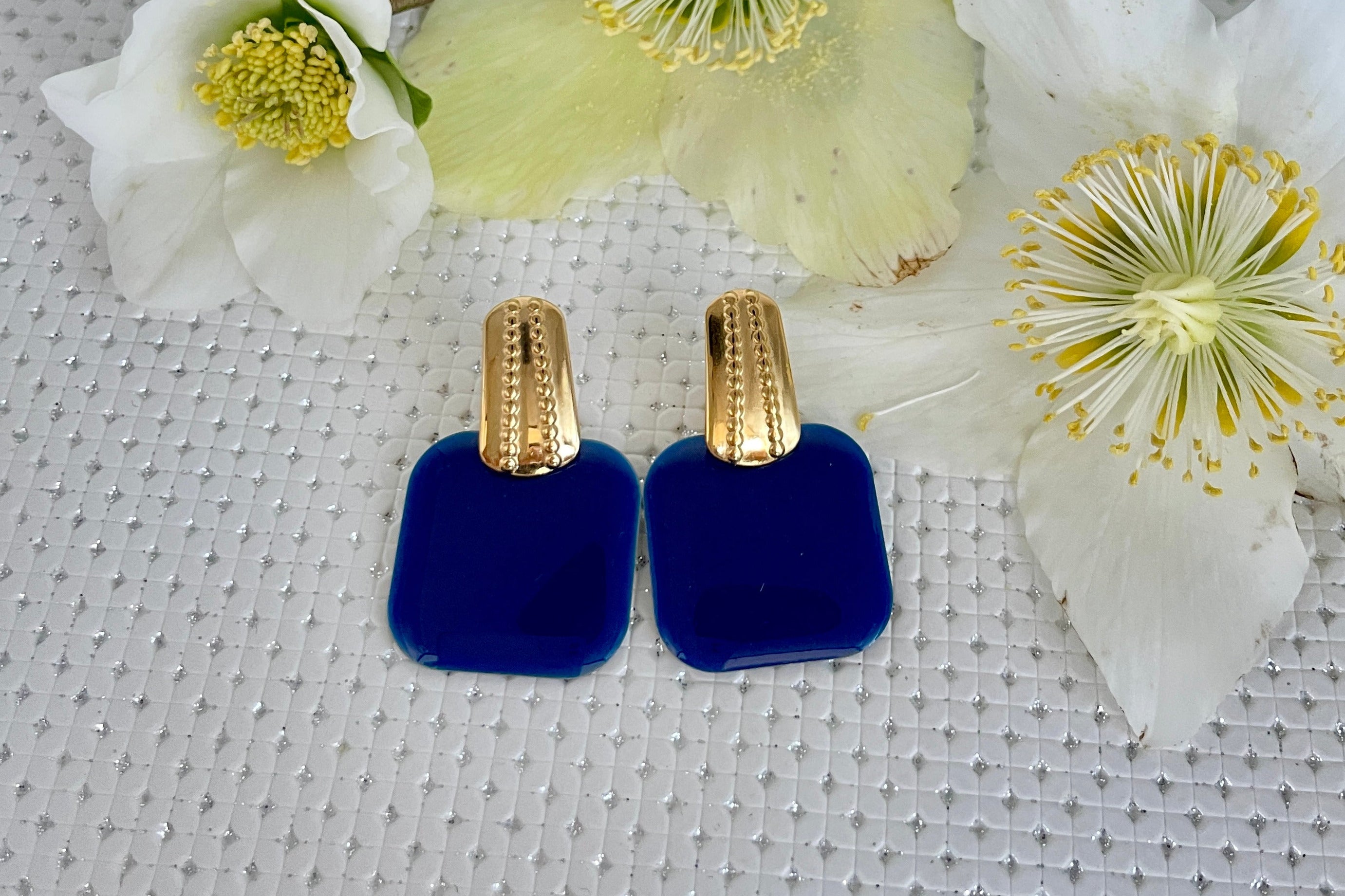 Clous design texturés Bleus & Dorés