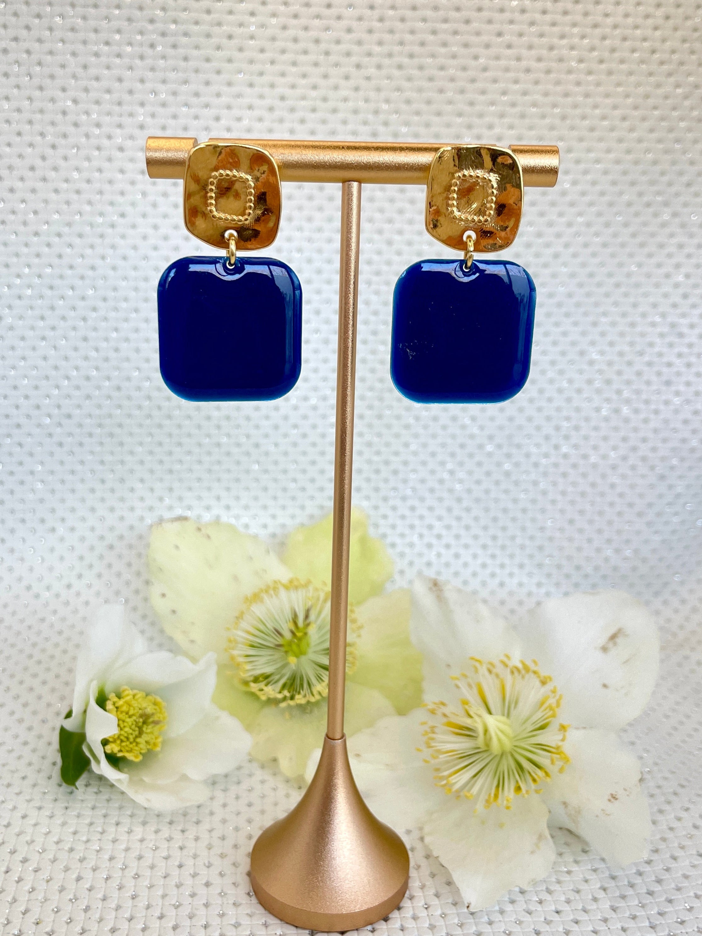 Clous carrés irréguliers Bleus & Dorés