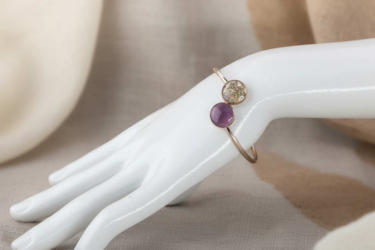 Bracelet jonc - Carotte sauvage & Vieux rose