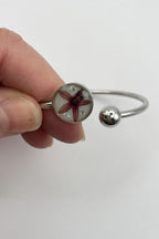 Bracelet jonc - Fleur rose foncé