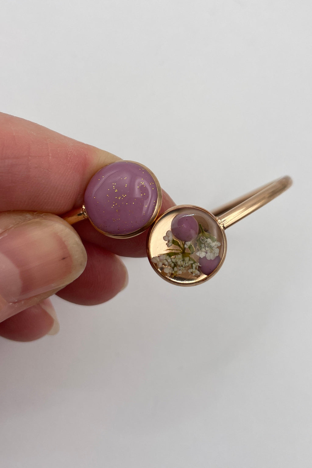 Bracelet jonc - Carotte sauvage & Vieux rose