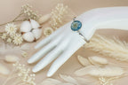 Bracelet réglable semi-rigide aquamarine - Fleurs de carotte sauvage