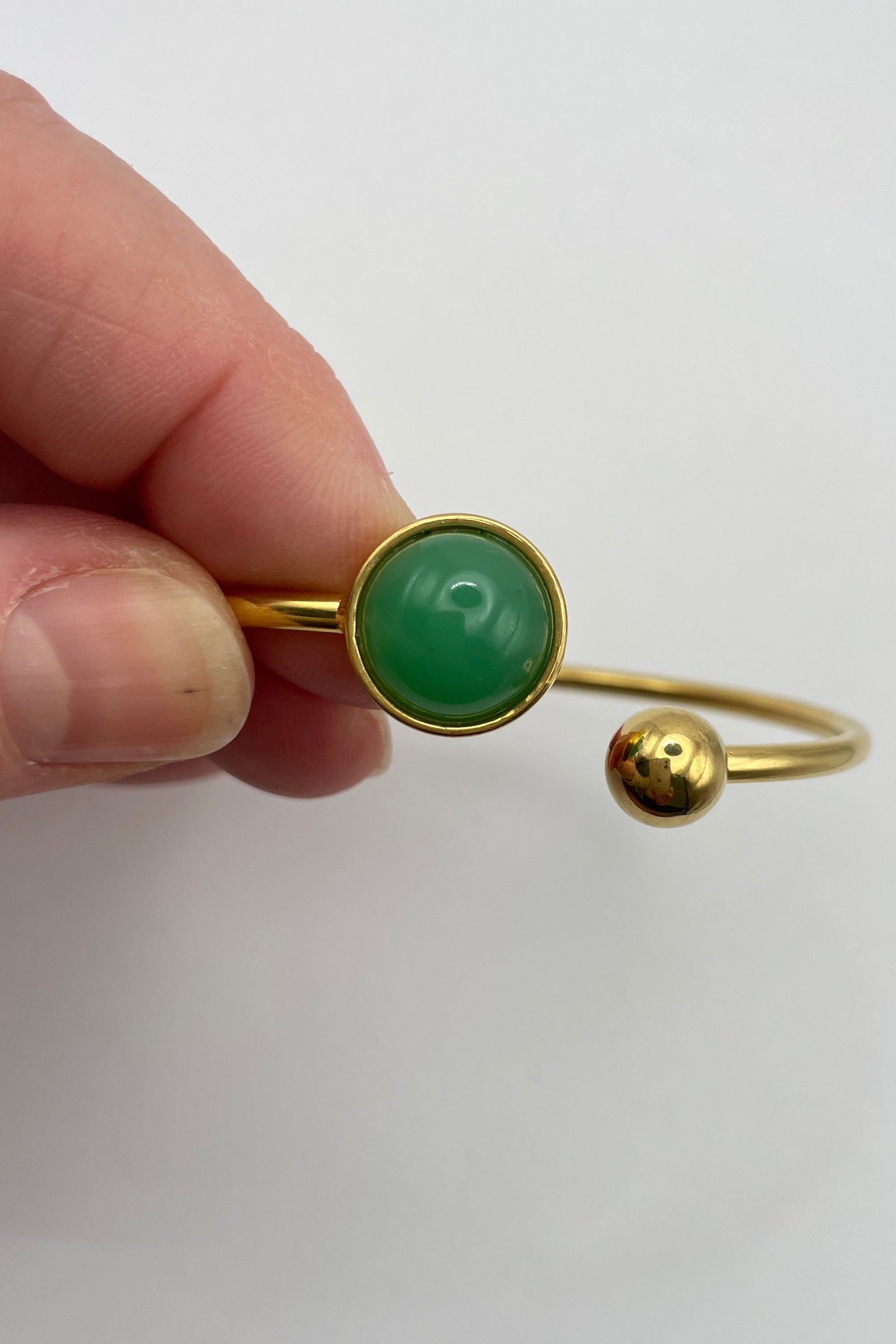 Bracelet jonc - Cabochon résine verte