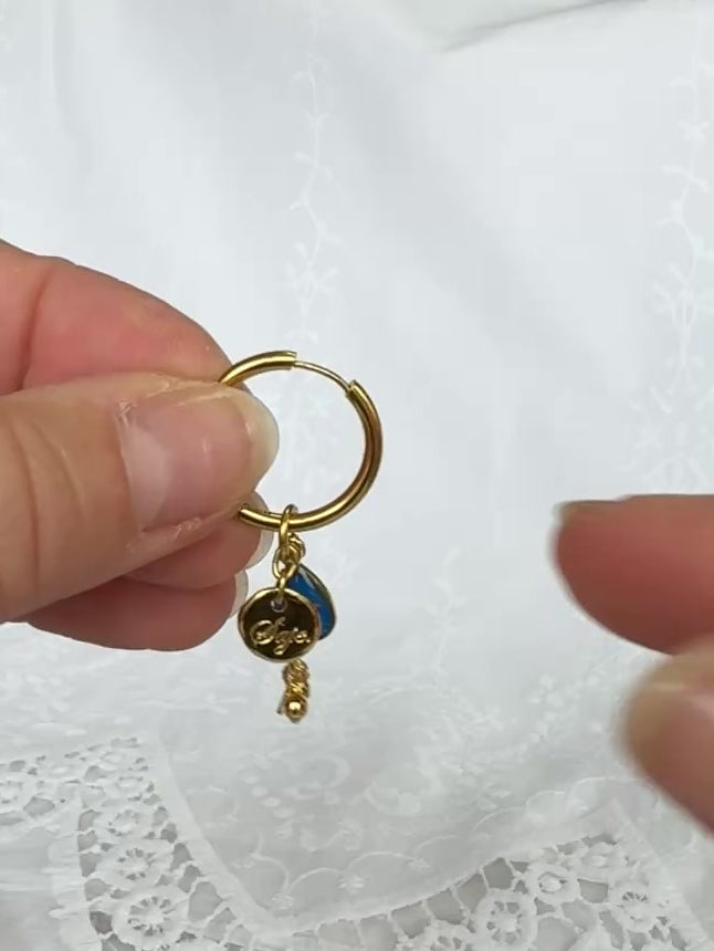 Créoles rondes asymétriques - Duo bleu