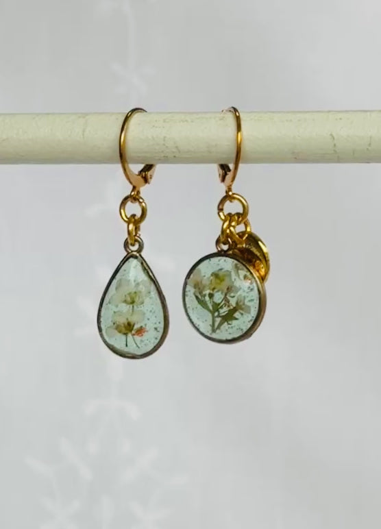 Boucles d'oreilles asymétriques - Alice (Vert transparent)